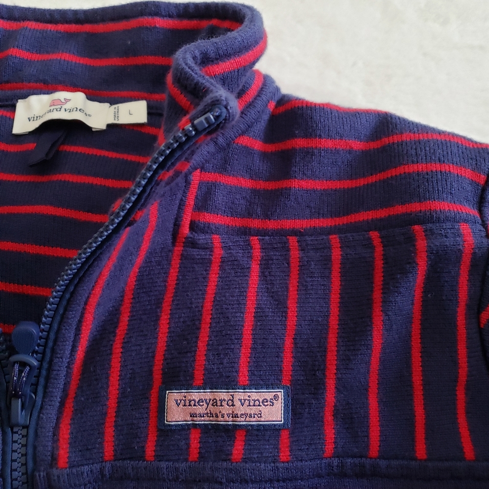 Vineyard Vines USA mixed stripe pullover in Deep Bay - Picture 3 of 10